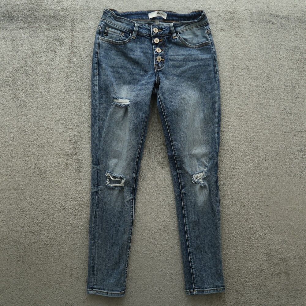 KanCan Jeans Junior's Size 3/25 Blue Low-Rise Skinny Denim 28" Inseam Destroyed